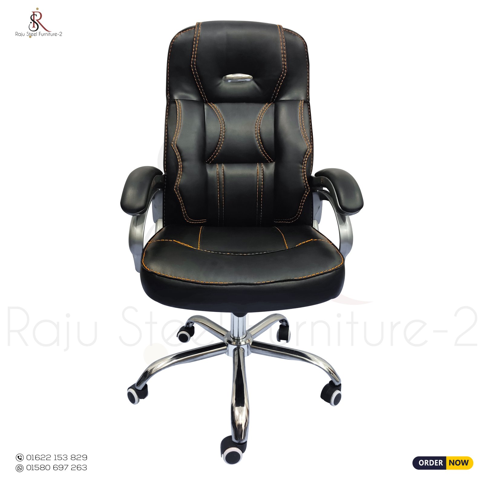 🪑 Boss Office Chair – Model: RS-03 (Steel Base) | Size: L